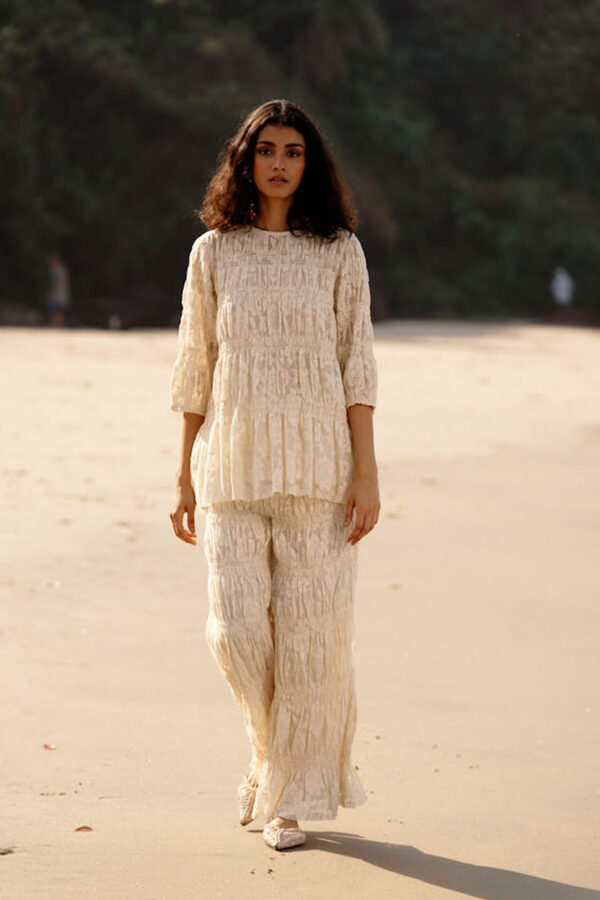 Allover Ruched Lace Pant Set - Image 10