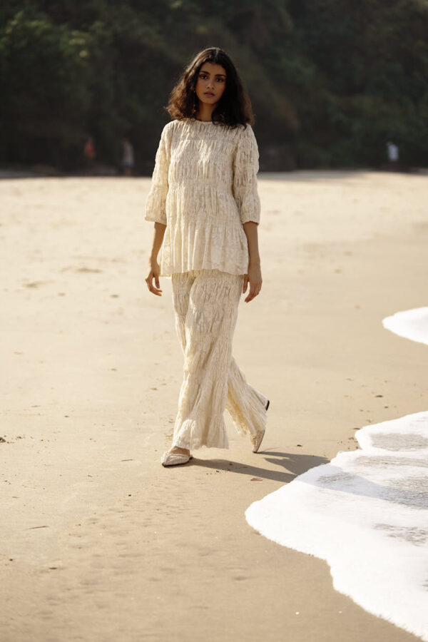 Allover Ruched Lace Pant Set - Image 11