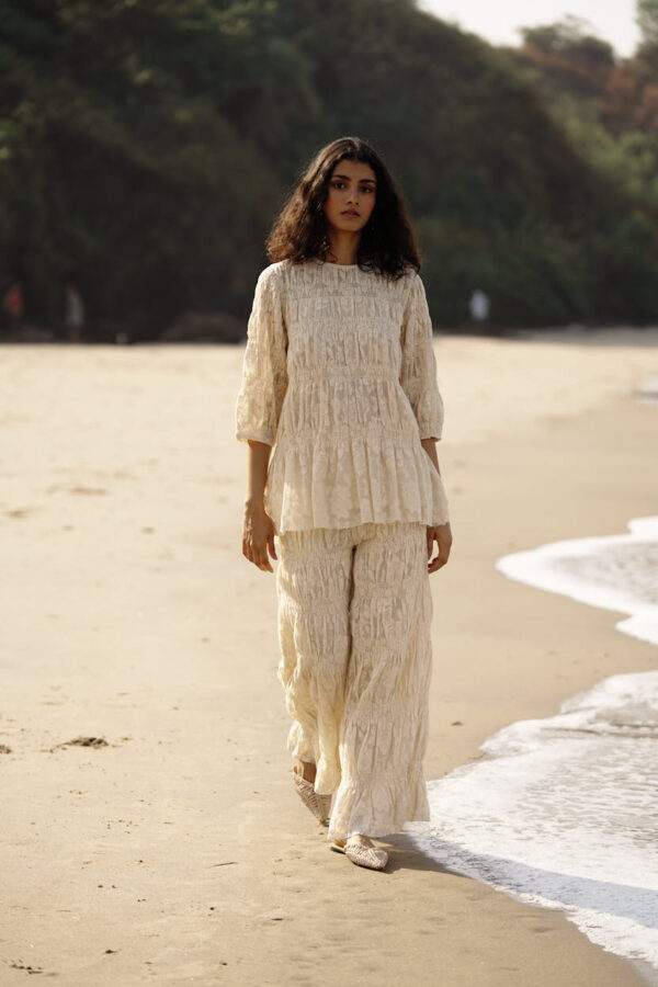 Allover Ruched Lace Pant Set - Image 12