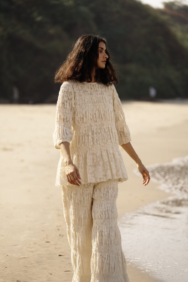 Allover Ruched Lace Top - Image 12