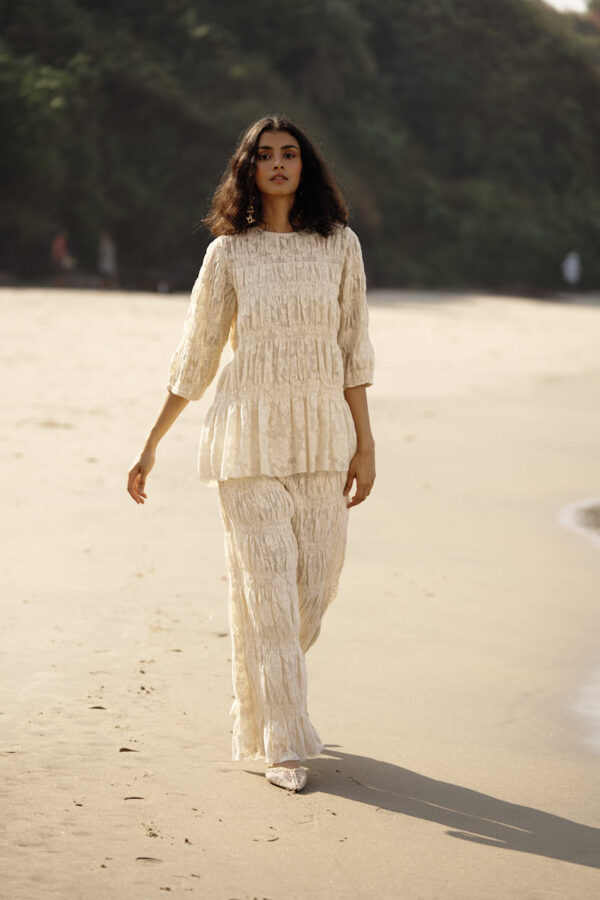 Allover Ruched Lace Pant Set - Image 13