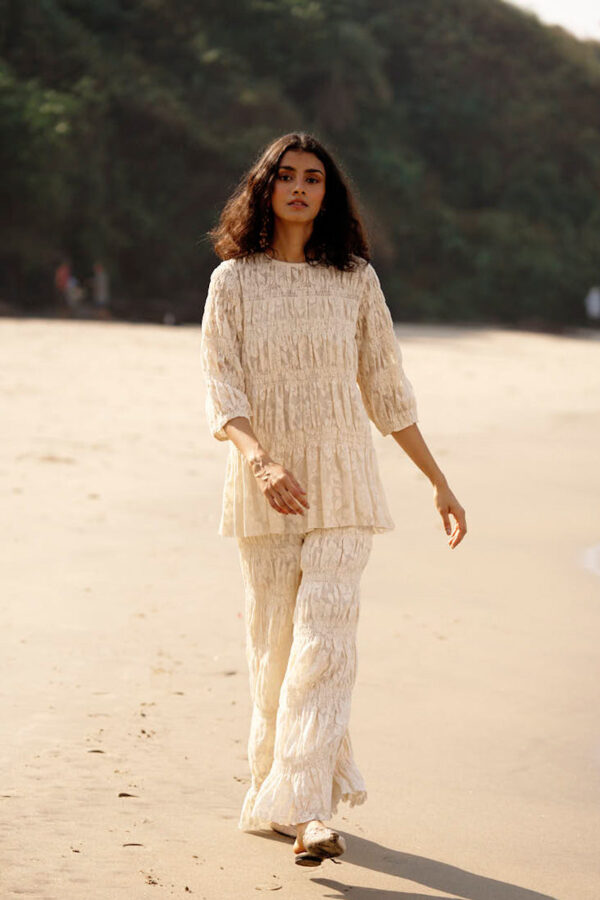 Allover Ruched Lace Pant Set - Image 14