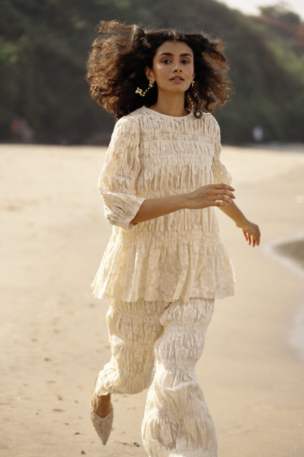 Allover Ruched Lace Pant Set - Image 22