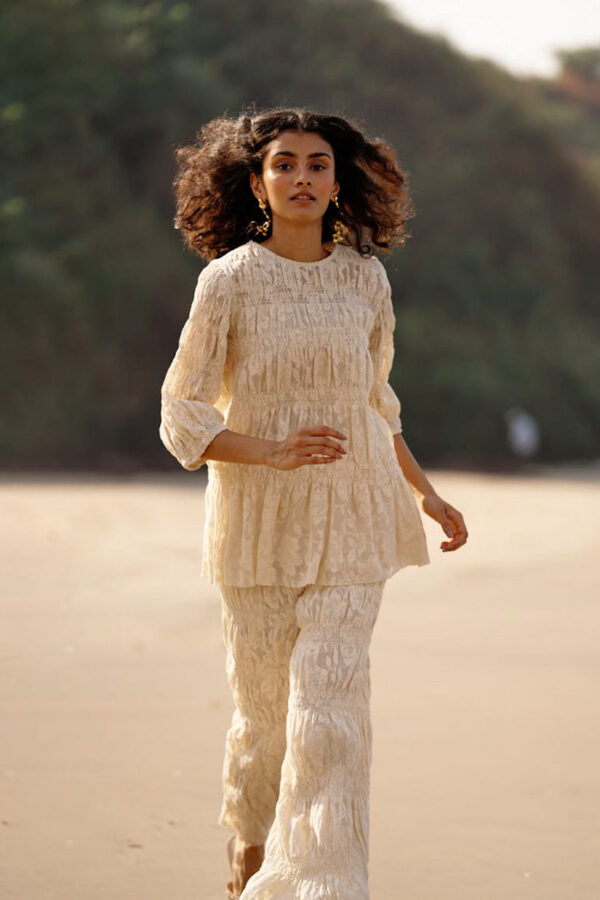 Allover Ruched Lace Pant Set - Image 5