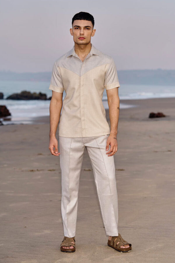 Beige Pintuck Pant