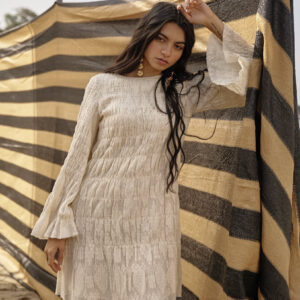Allover Ruched Lace Dress