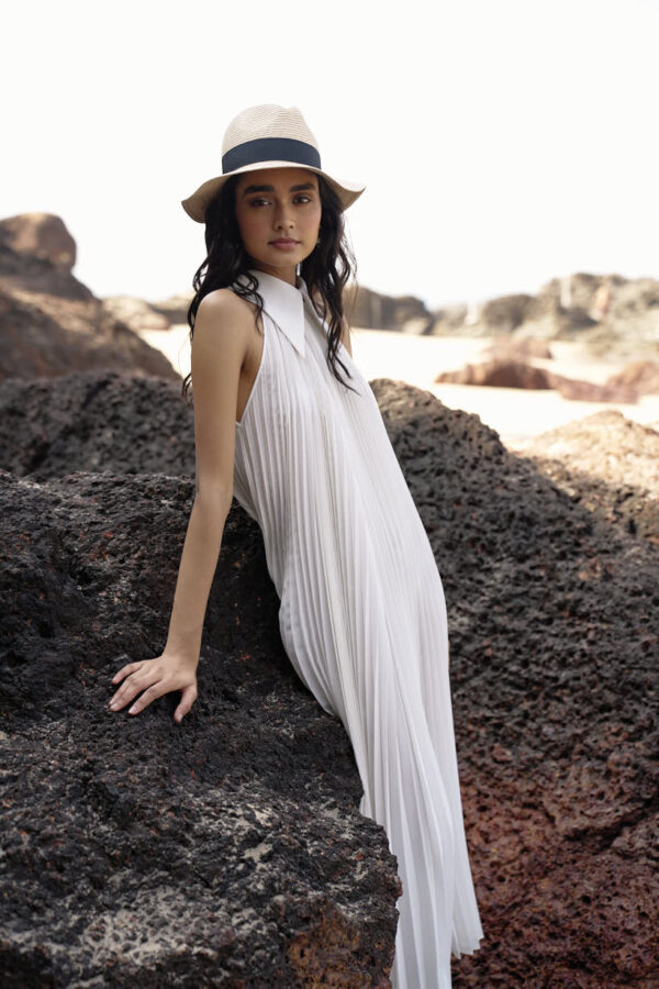 White Pleated Dress - Image 16