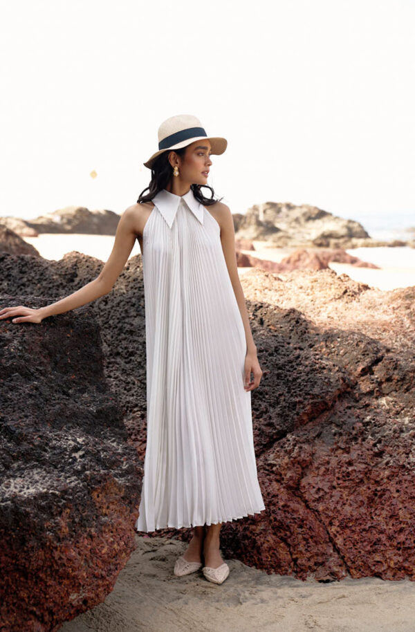 White Pleated Dress - Image 5