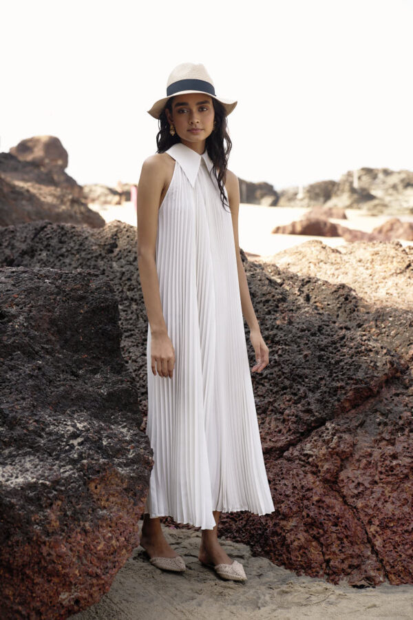 White Pleated Dress - Image 13