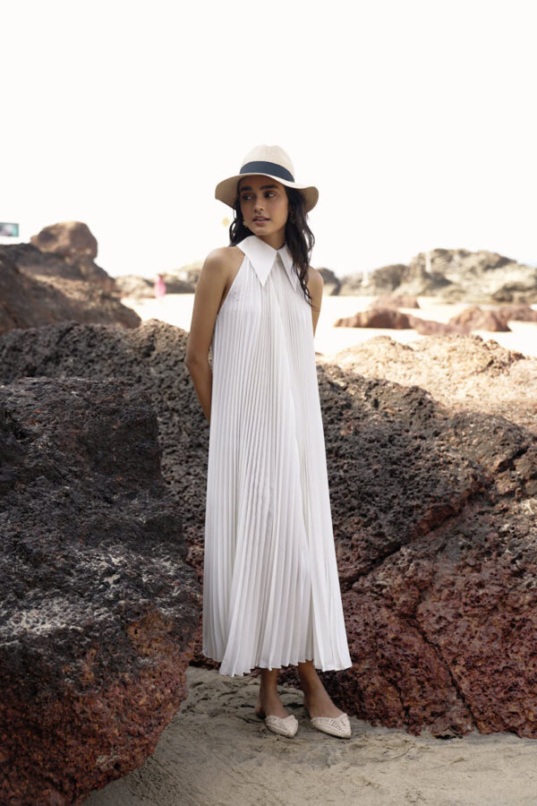White Pleated Dress - Image 7
