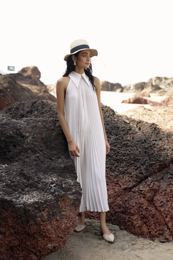 White Pleated Dress - Image 8