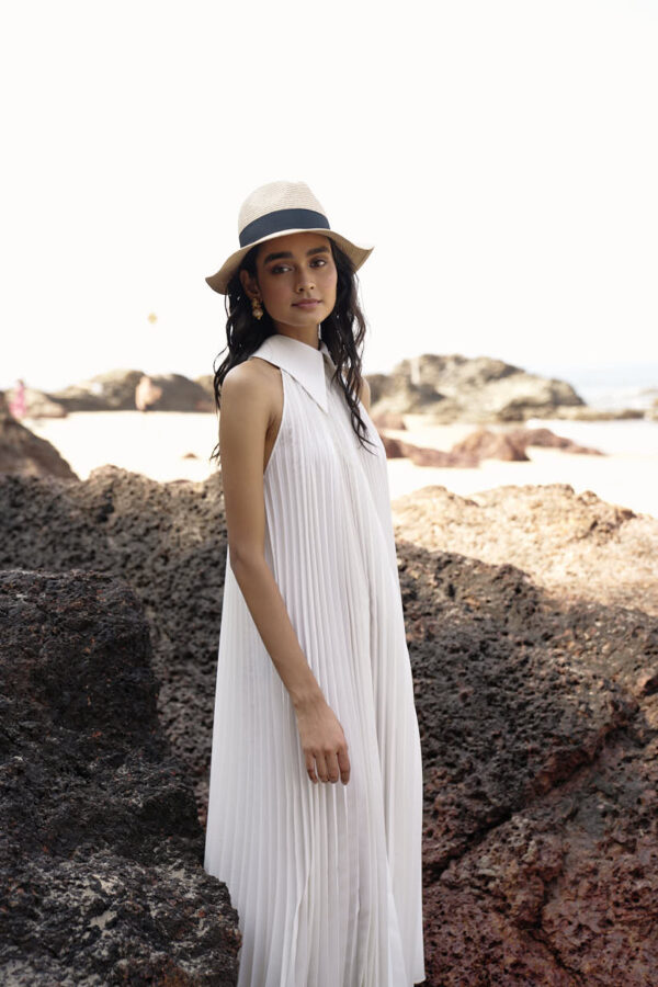 White Pleated Dress - Image 12