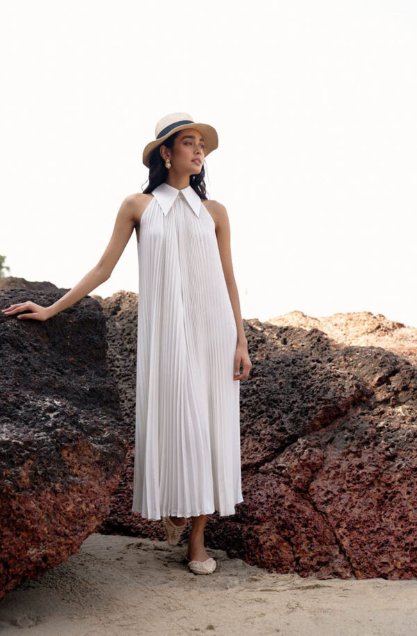 White Pleated Dress - Image 4