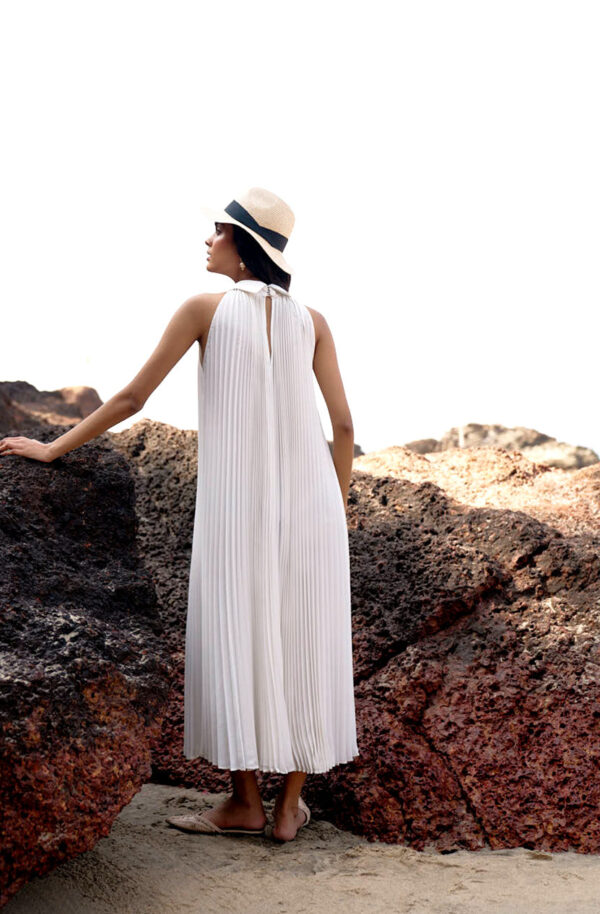 White Pleated Dress - Image 2