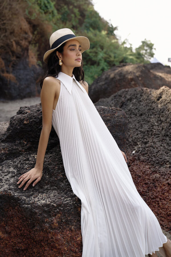 White Pleated Dress - Image 9