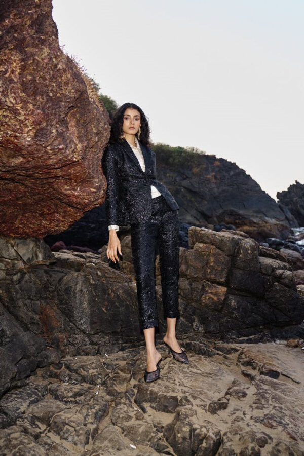 Black Brocade Blazer - Image 4