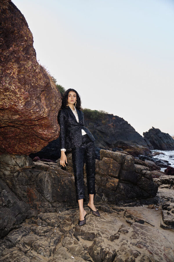 Black Brocade Suit - Image 4