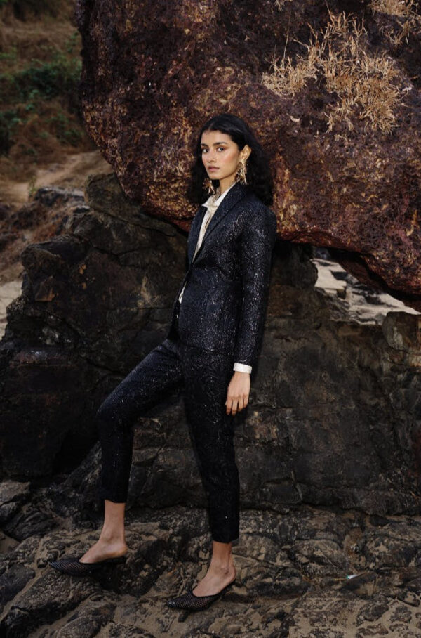 Black Brocade Blazer - Image 3