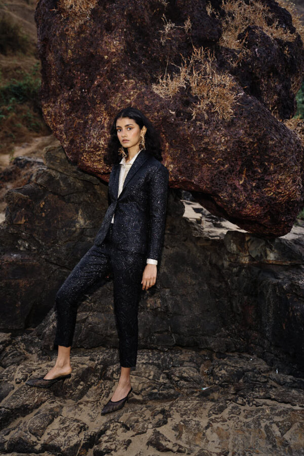 Black Brocade Suit - Image 8
