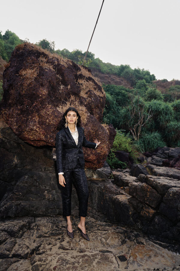 Black Brocade Suit - Image 9