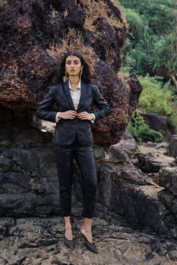 Black Brocade Suit - Image 11