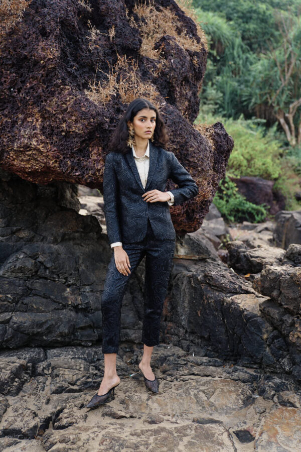 Black Brocade Blazer - Image 9