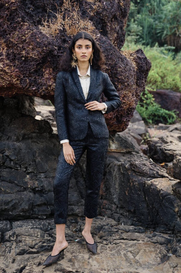 Black Brocade Suit - Image 7