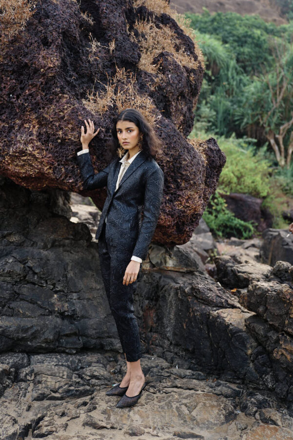 Black Brocade Blazer - Image 10