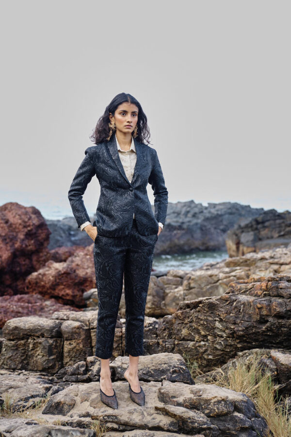Black Brocade Suit - Image 5