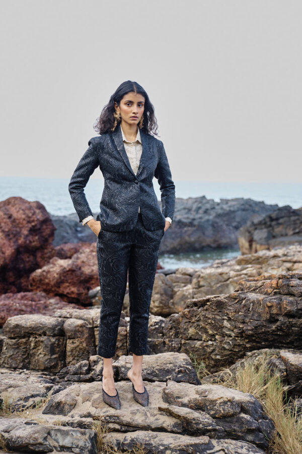 Black Brocade Blazer - Image 5