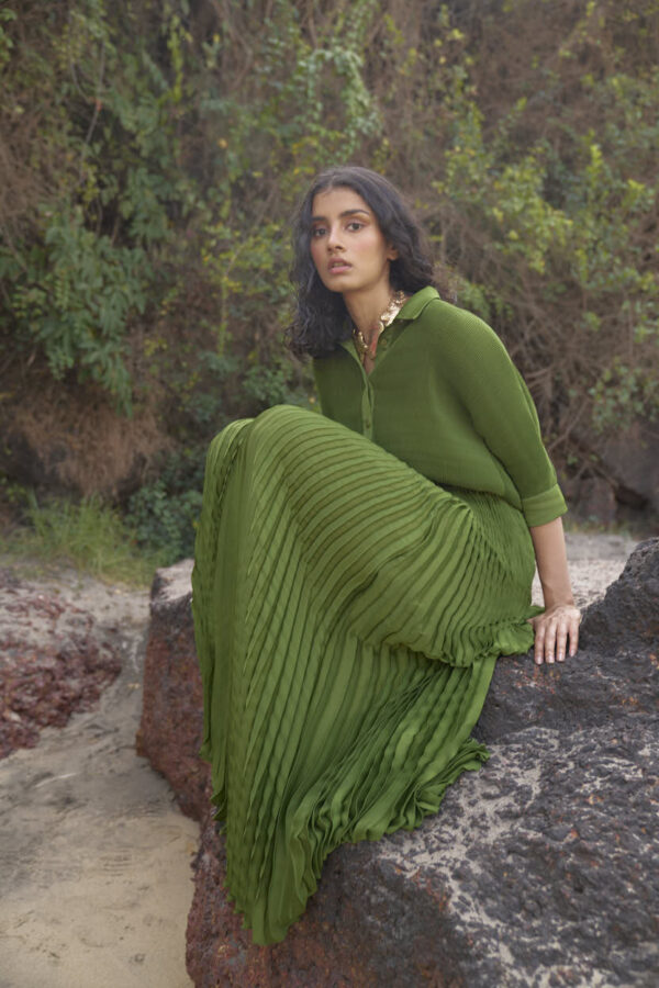 Green Pleated Shirt - Image 7