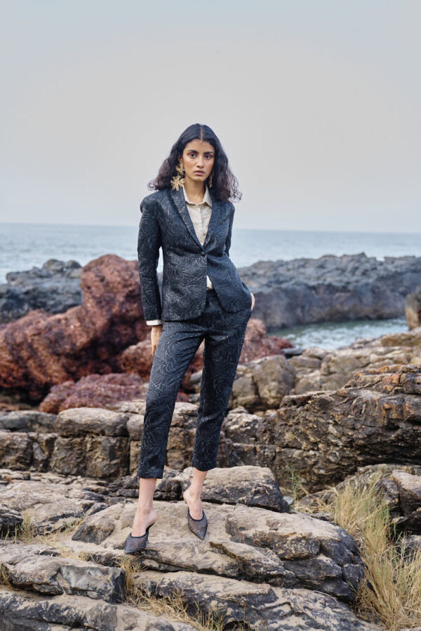 Black Brocade Blazer - Image 13