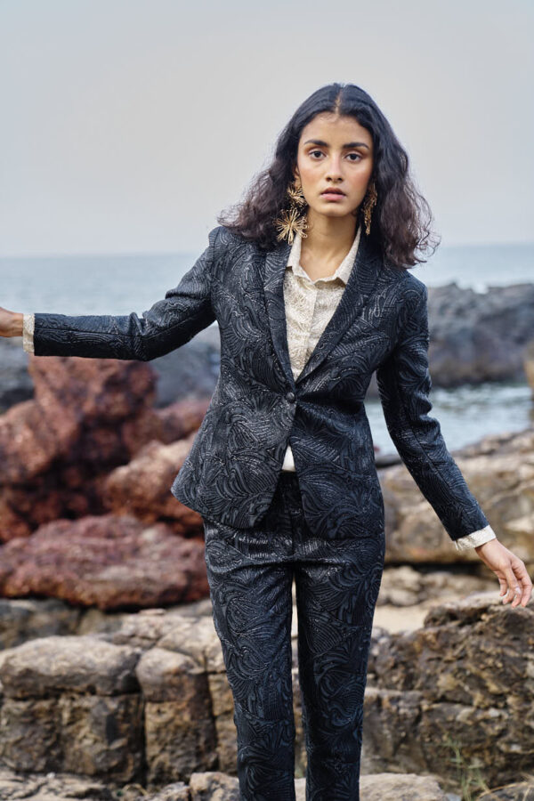 Black Brocade Blazer - Image 15