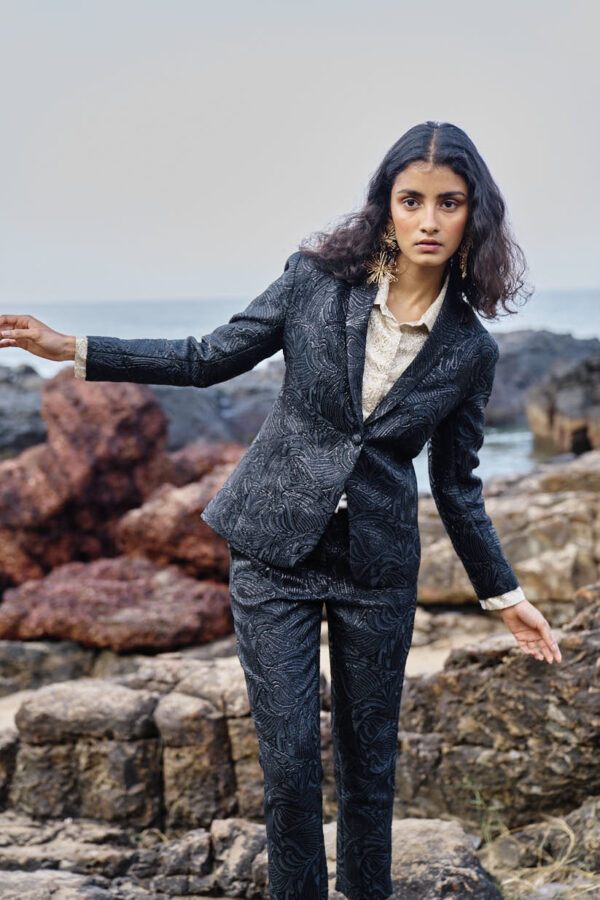 Black Brocade Suit - Image 17