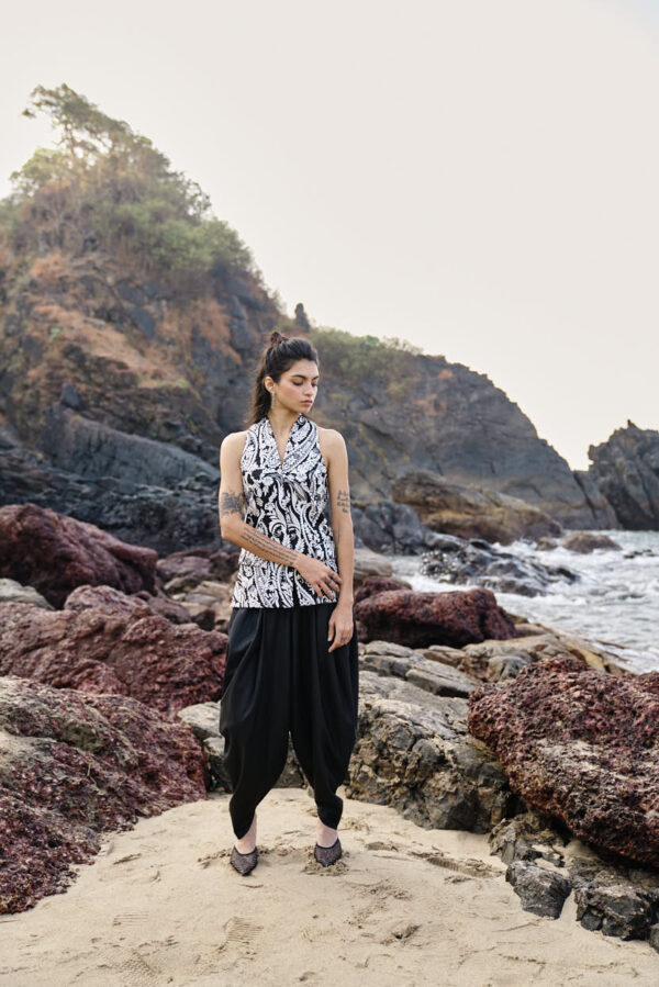 Embroidered Waistcoat and Cowl Pant Set - Image 12