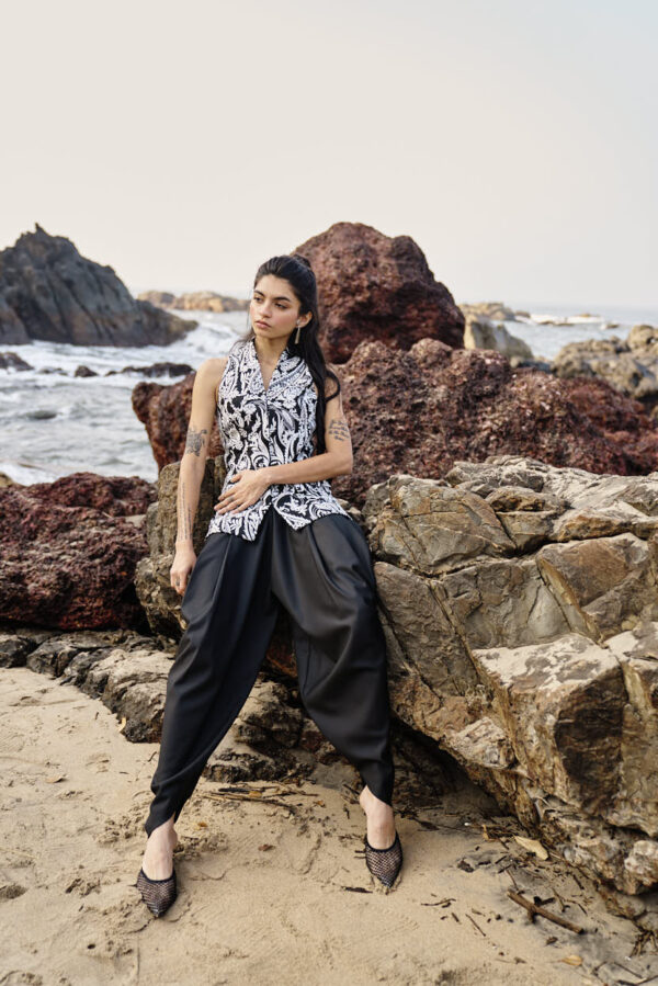 Embroidered Waistcoat and Cowl Pant Set - Image 7