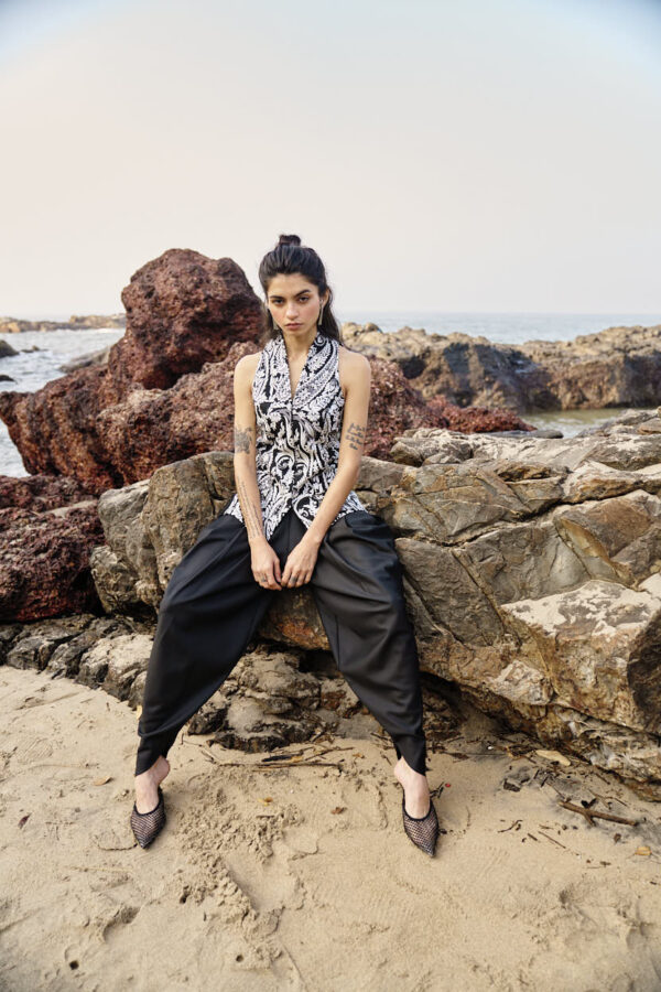 Embroidered Waistcoat and Cowl Pant Set - Image 23