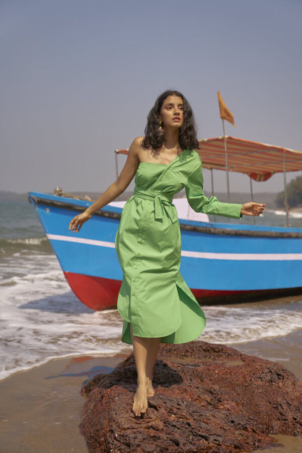 Single Sleeve Shirt Dress - Image 7