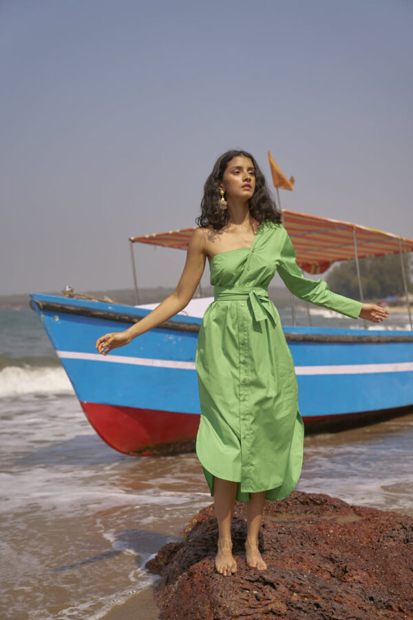 Single Sleeve Shirt Dress - Image 9