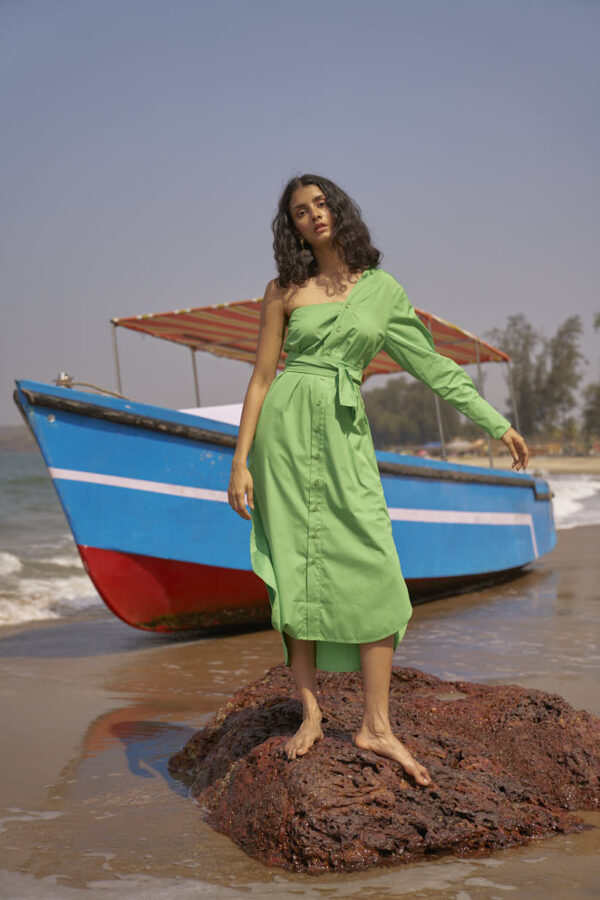 Single Sleeve Shirt Dress - Image 10