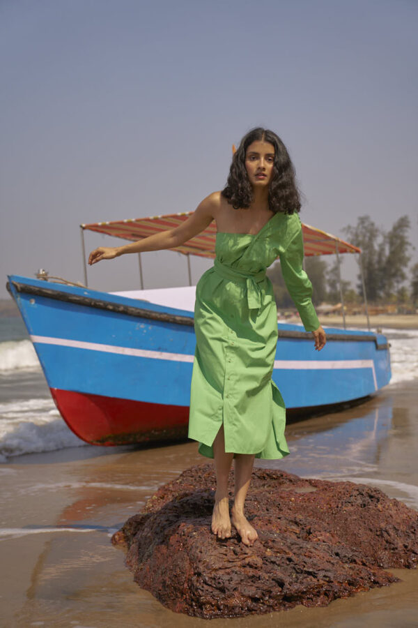 Single Sleeve Shirt Dress - Image 12