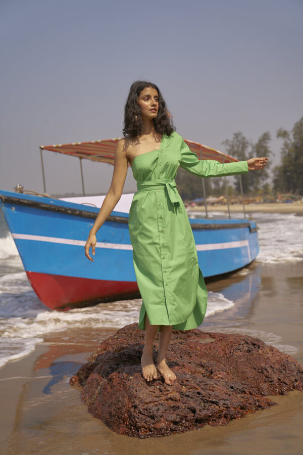Single Sleeve Shirt Dress - Image 14