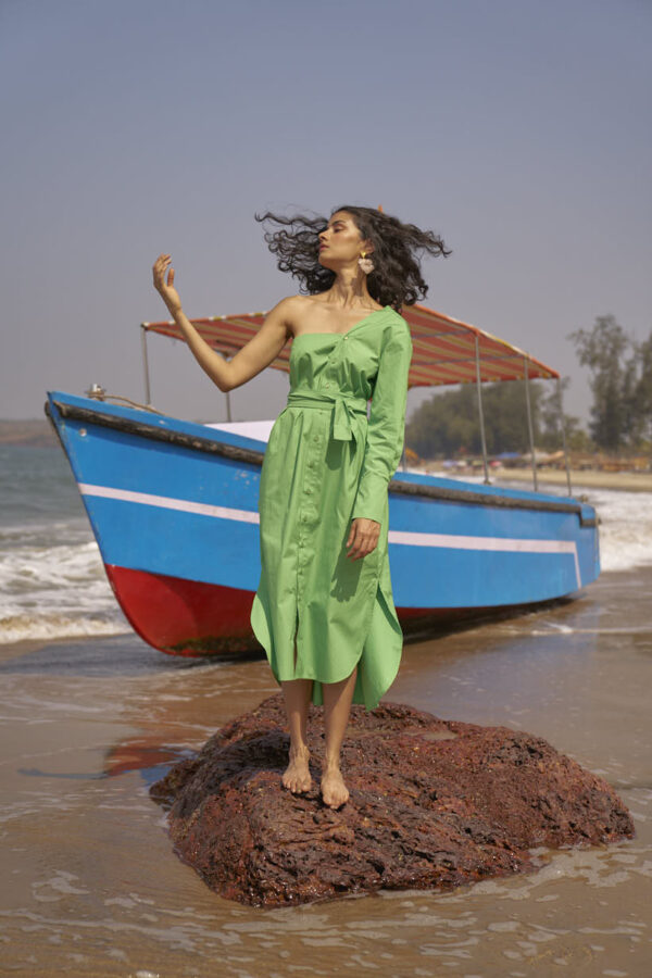 Single Sleeve Shirt Dress - Image 6