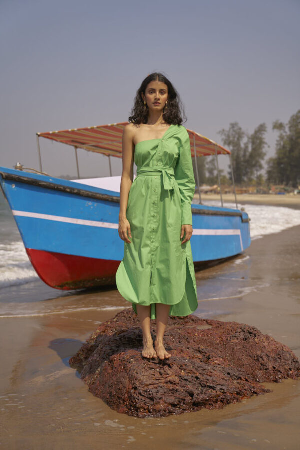 Single Sleeve Shirt Dress - Image 13
