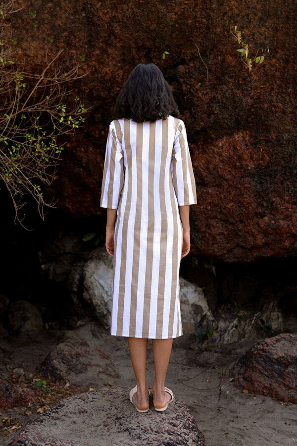 Side Tie Striped Shirt Dress - Image 2