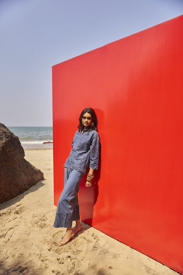 Embroidered Cuff Denim Pant - Image 3