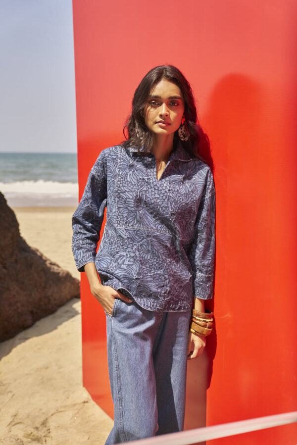 Embroidered Cuff Denim Pant - Image 7