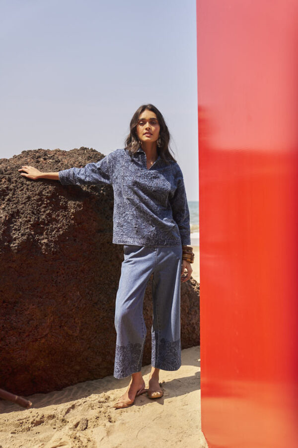 Embroidered Cuff Denim Pant - Image 8