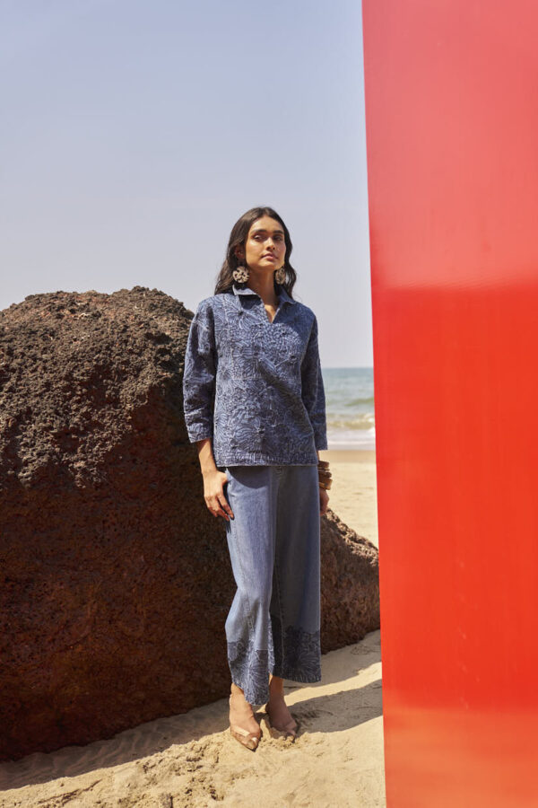 Embroidered Cuff Denim Pant - Image 10
