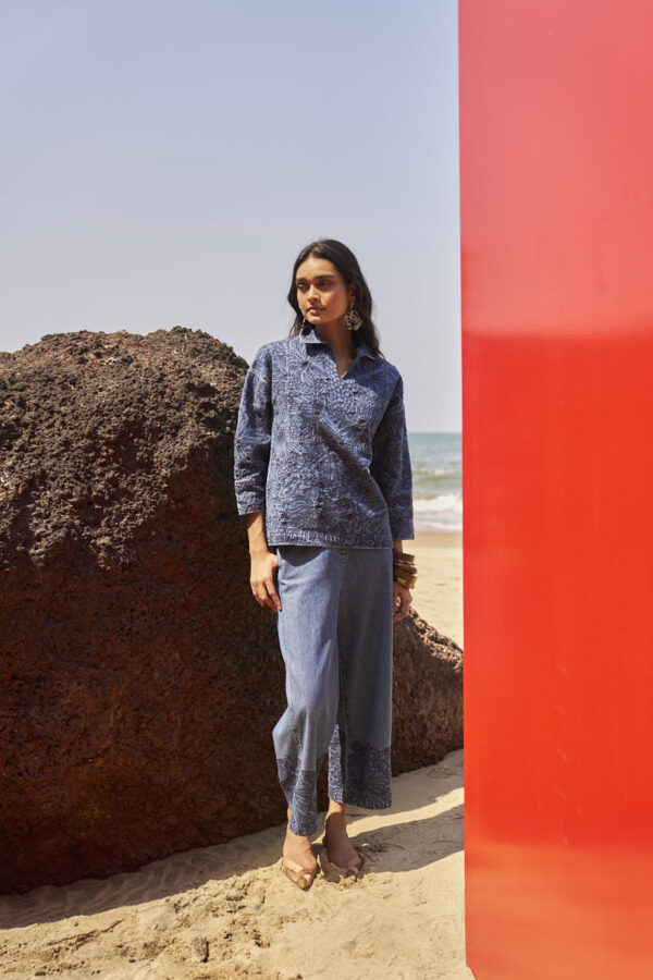 Embroidered Cuff Denim Pant - Image 11